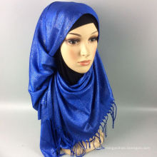 Elegante quente longo borlas glitter paquistão urdidura lenço hijab muçulmano malásia hijab